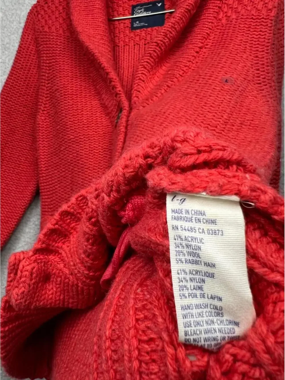 American Eagle Womens Knit Wool Blend Cardigan Sweater Grandma Casual L Rabbit